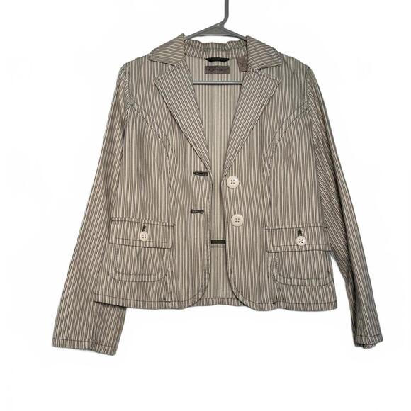 Ann Taylor Jackets & Blazers - Y2K Indie vanguard Preppy Beige Striped Blazer Jacket